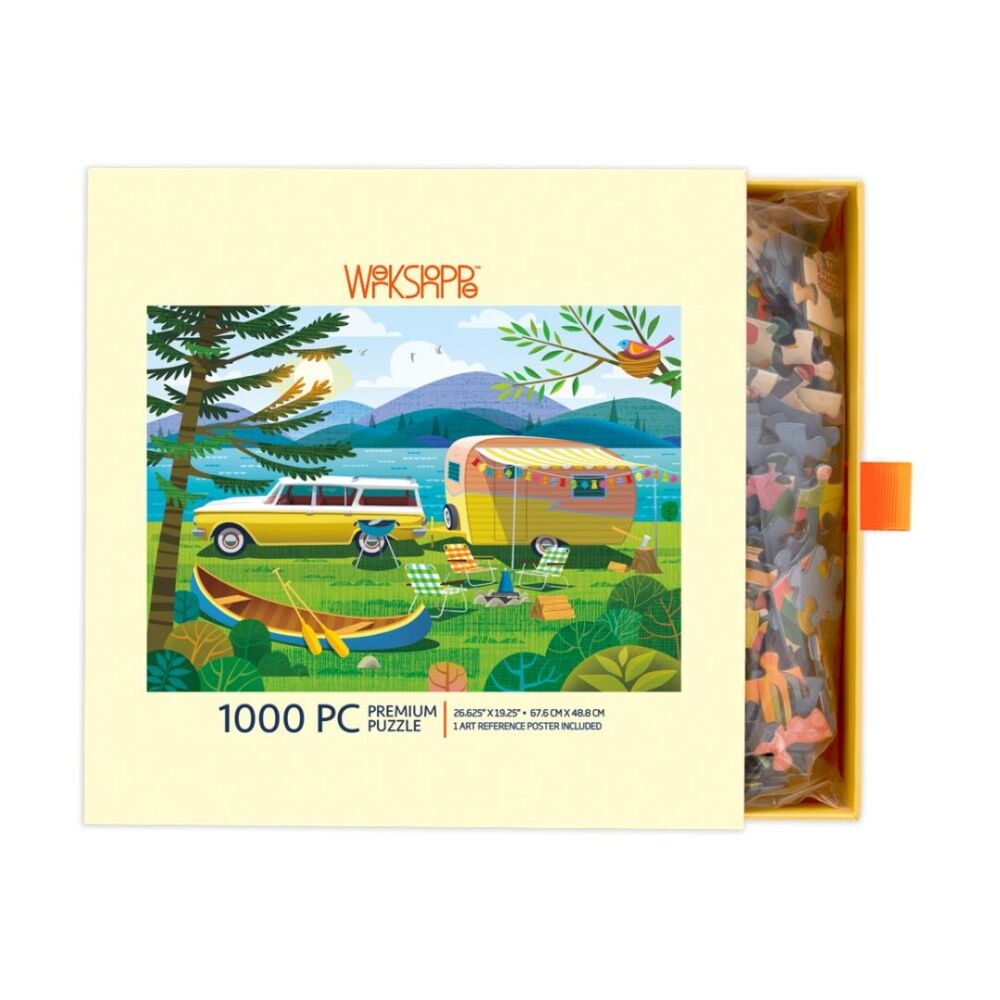 1000pc WerkShoppe Happy Camper Colourful Camping Scene Puzzle