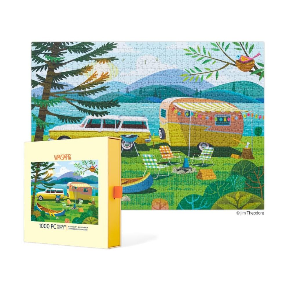1000pc WerkShoppe Happy Camper Colourful Camping Scene Puzzle