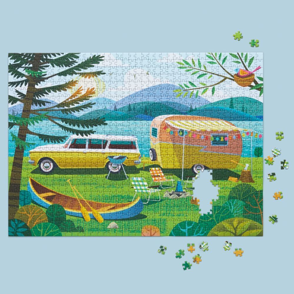 1000pc WerkShoppe Happy Camper Colourful Camping Scene Puzzle