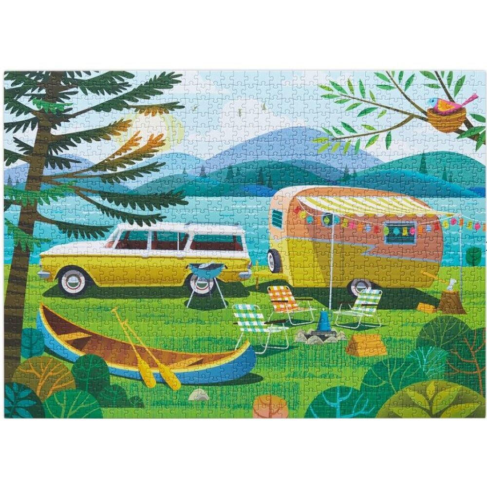 1000pc WerkShoppe Happy Camper Colourful Camping Scene Puzzle