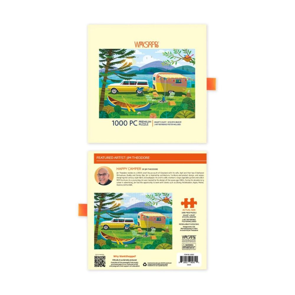 1000pc WerkShoppe Happy Camper Colourful Camping Scene Puzzle