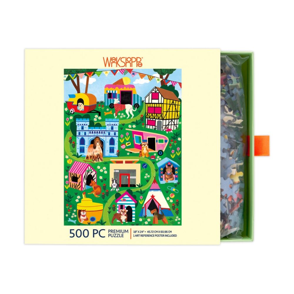 500pc WerkShoppe Doggie D'House Colourful Dog Park Scene Puzzle
