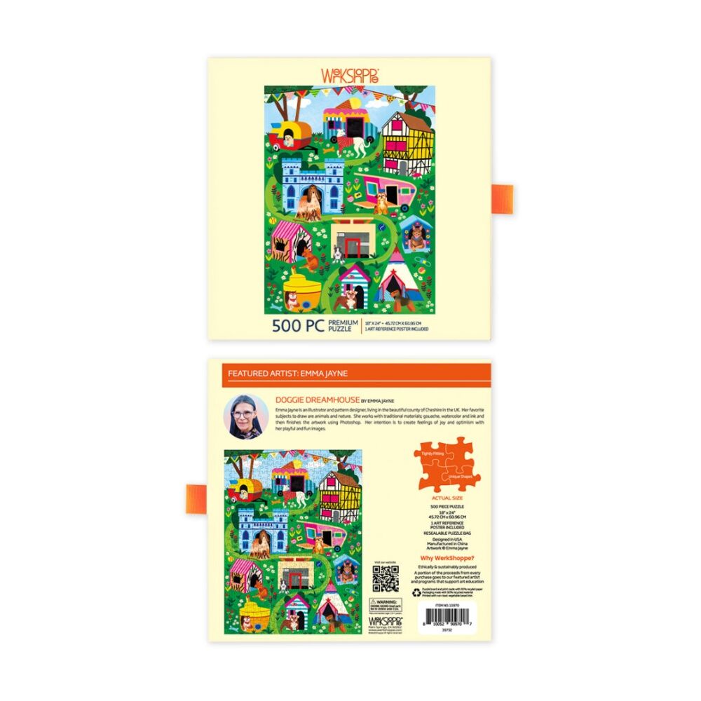500pc WerkShoppe Doggie D'House Colourful Dog Park Scene Puzzle