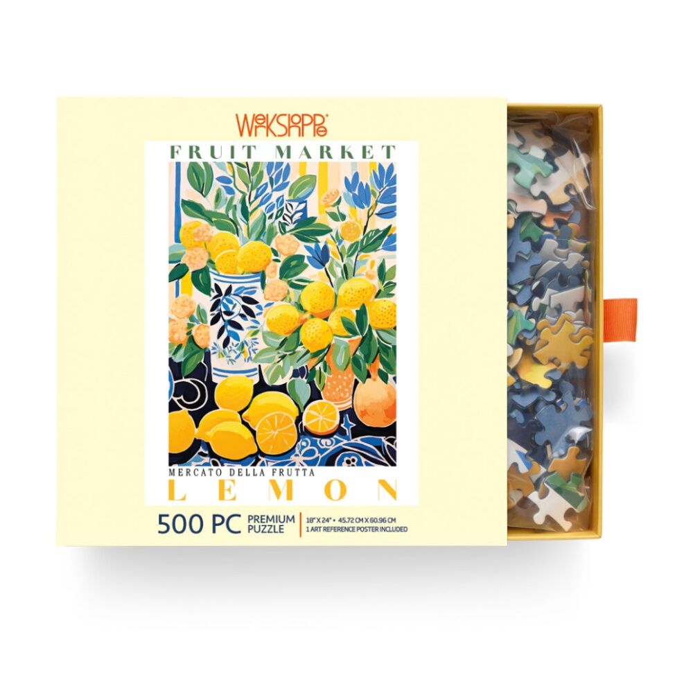 500pc WerkShoppe Fruit Market Lemons Colourful Illustration Puzzle