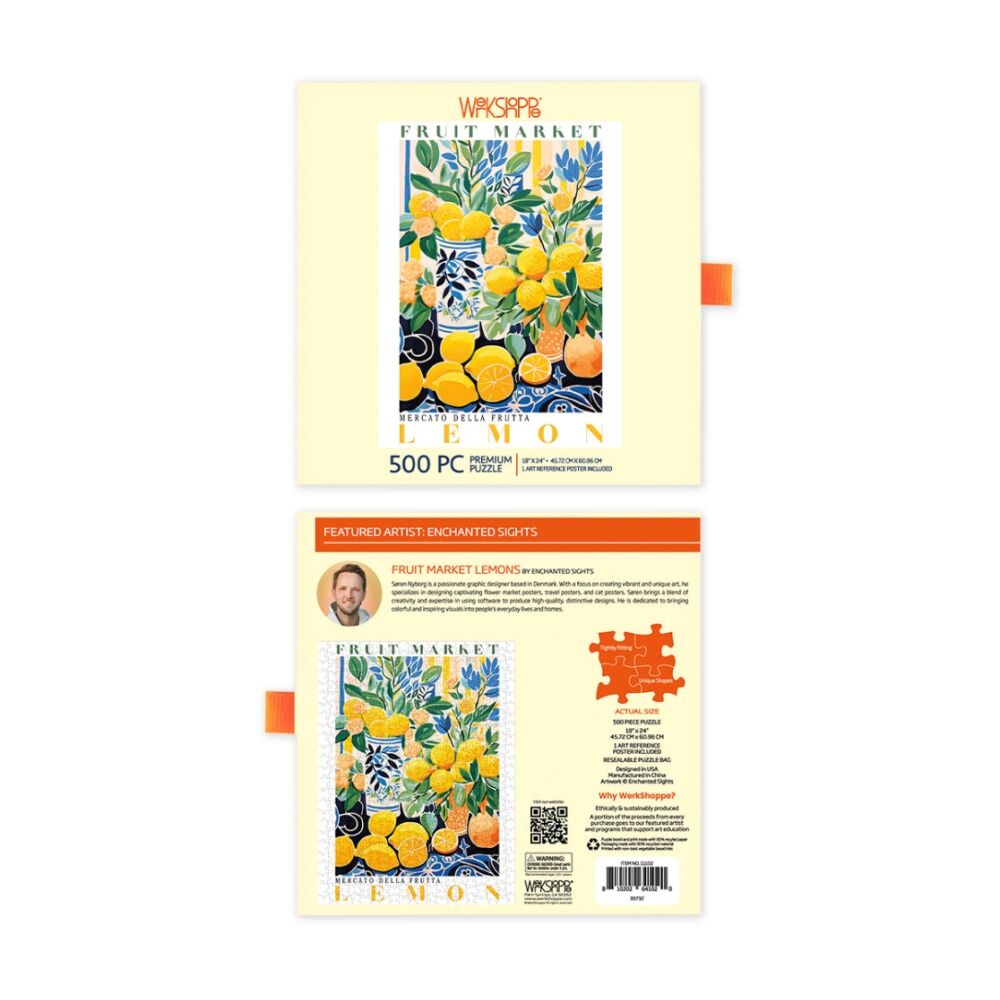 500pc WerkShoppe Fruit Market Lemons Colourful Illustration Puzzle