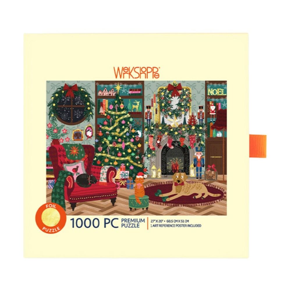 1000pc WerkShoppe Gold Foil Festive Family Room Christmas Puzzle