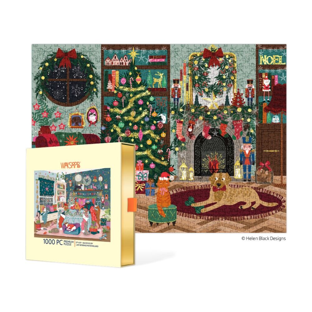 1000pc WerkShoppe Gold Foil Festive Family Room Christmas Puzzle