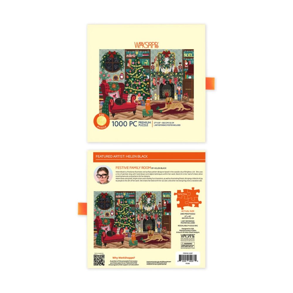 1000pc WerkShoppe Gold Foil Festive Family Room Christmas Puzzle