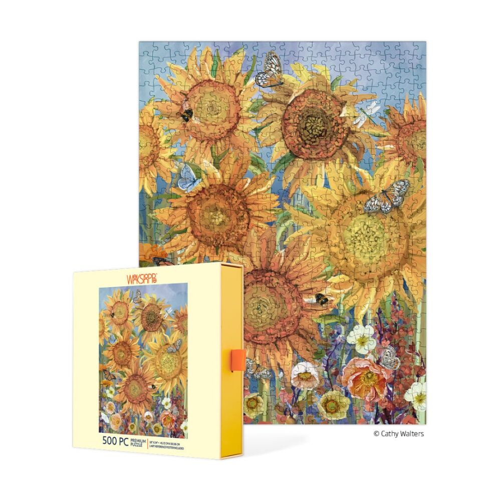 500pc WerkShoppe Sunflowers Colourful Floral Illustration Puzzle