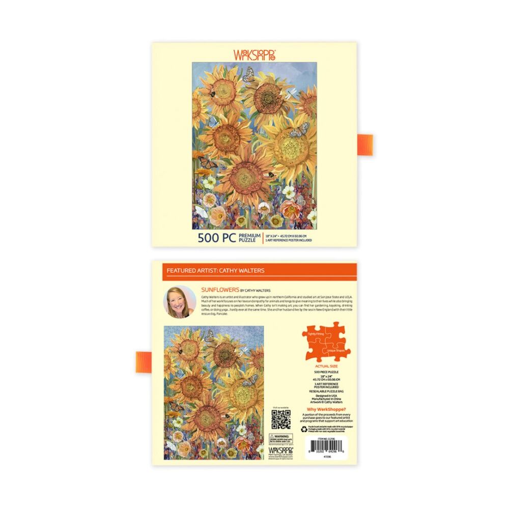 500pc WerkShoppe Sunflowers Colourful Floral Illustration Puzzle