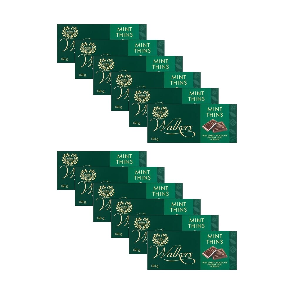 12PK Walkers Mint Thins Confectionary Peppermint Chocolate Slice 135g