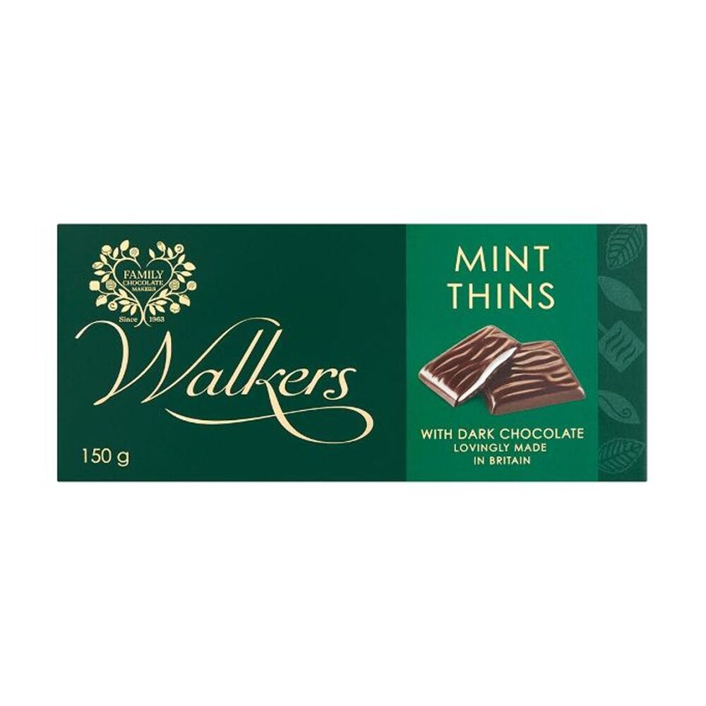 6PK Walkers Mint Thins Confectionary Peppermint Chocolate Slice 135g