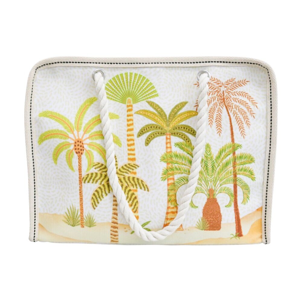 LVD Beach Palm Tree Print Oasis Tote Bag W/ Rope Handles 42x17x32cm
