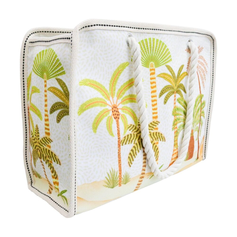 LVD Beach Palm Tree Print Oasis Tote Bag W/ Rope Handles 42x17x32cm