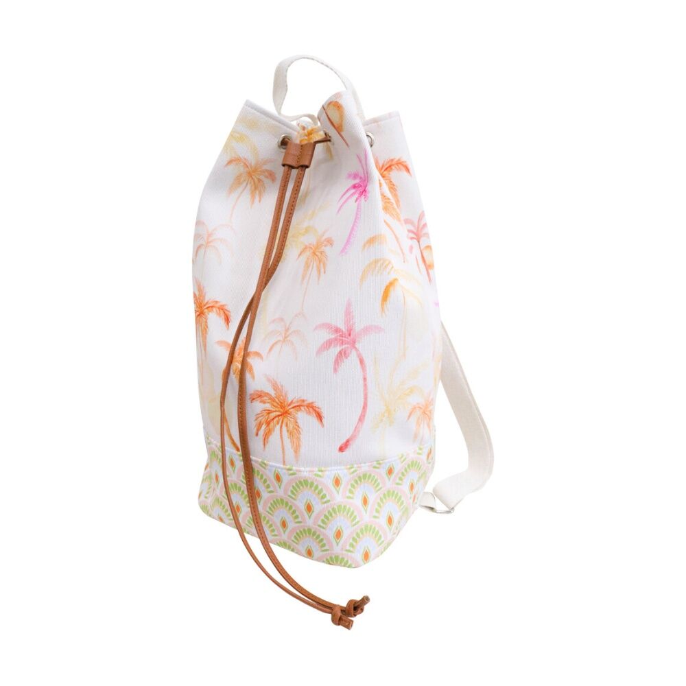 LVD White/Orange Palm Island Summer Beach Backpack Bag 41x24x45cm