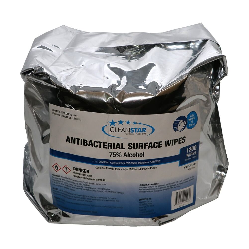 2400pc Cleanstar Surface Wipes Germ Killing 75 Percent Alcohol Antibacterial