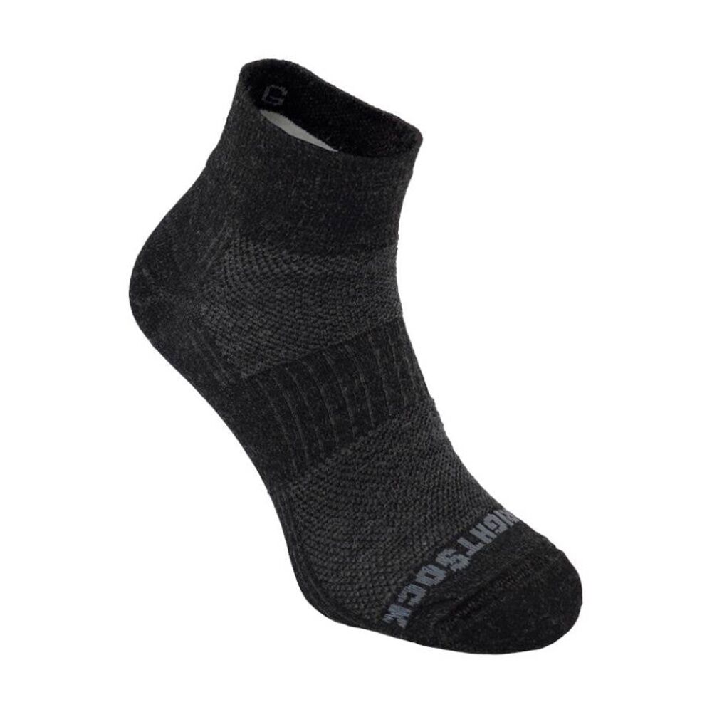 Wrightsock Merino Coolmesh II Quarter Socks Blister Resistant Grey/Black