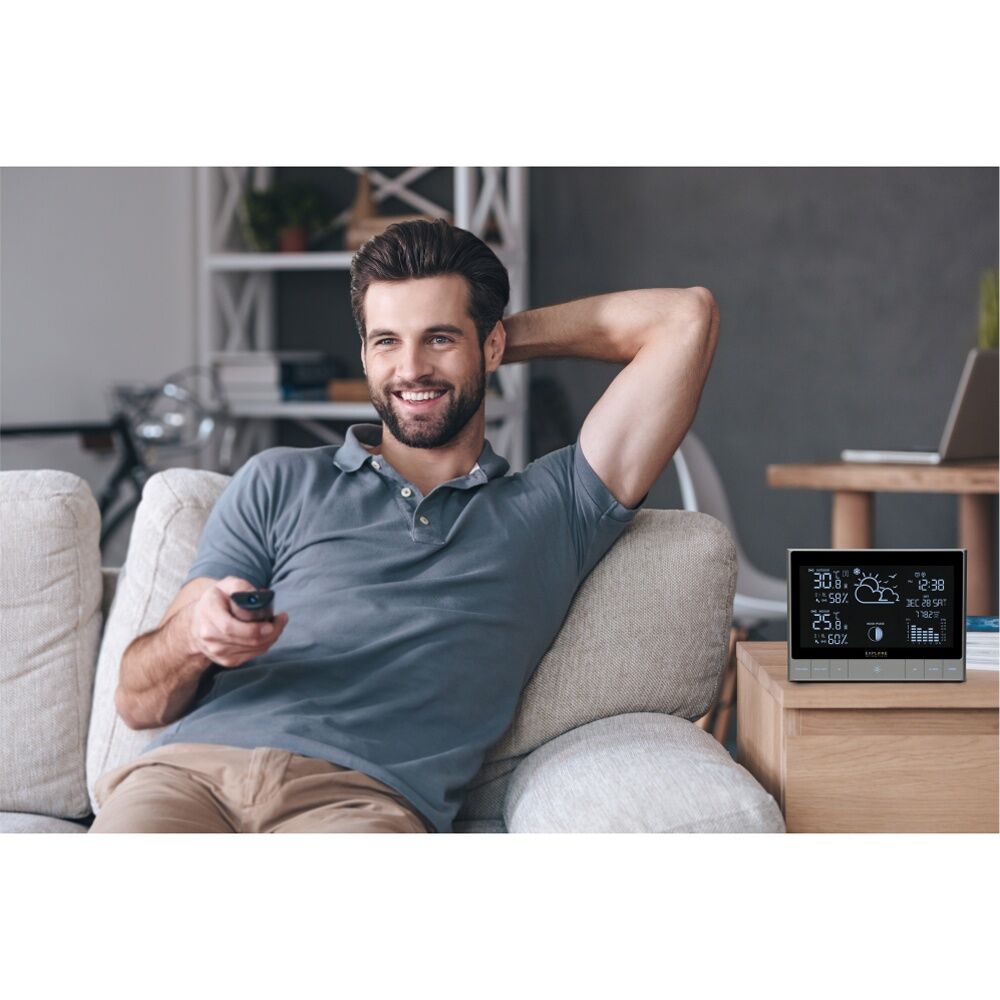 Explore Scientific Advanced Weather Station W/ LED Touch Keys Metallic