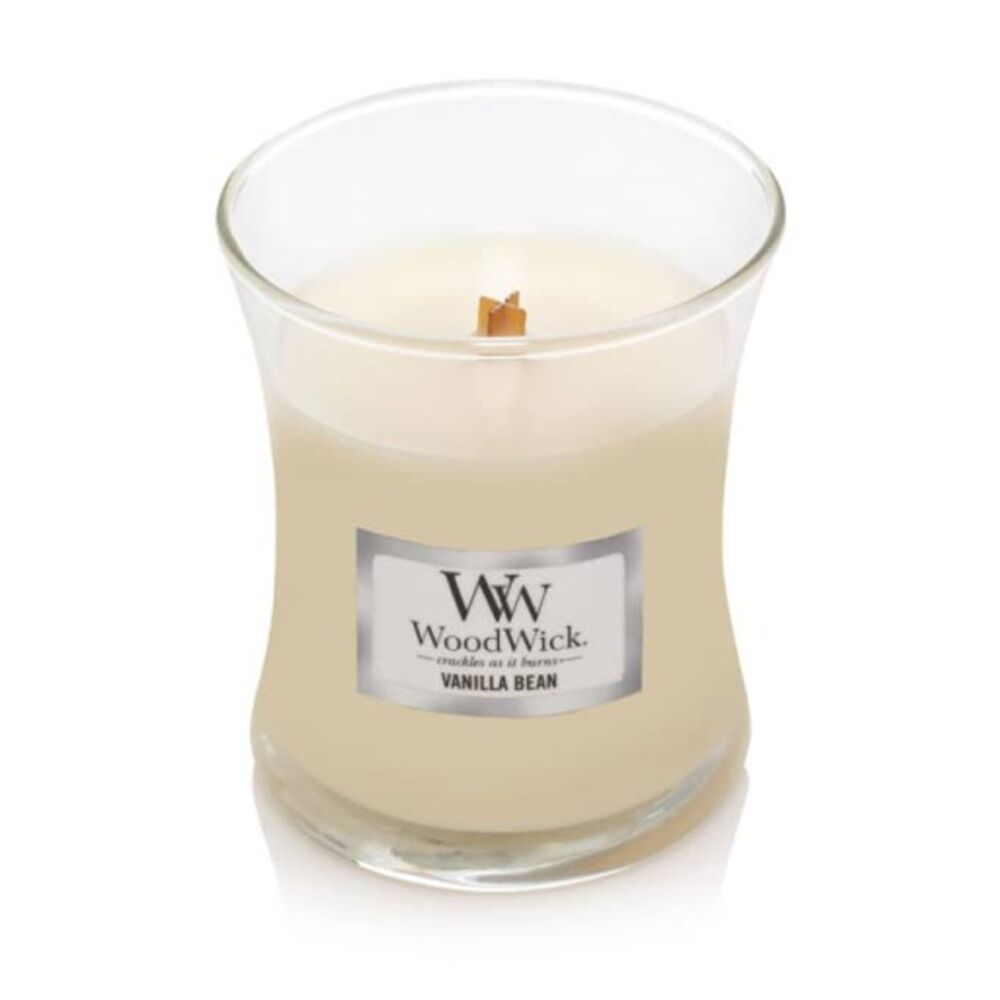 WoodWick Vanilla Bean Scented Soy Wax Candle Crackling Wick Sweet Gourmand Mini