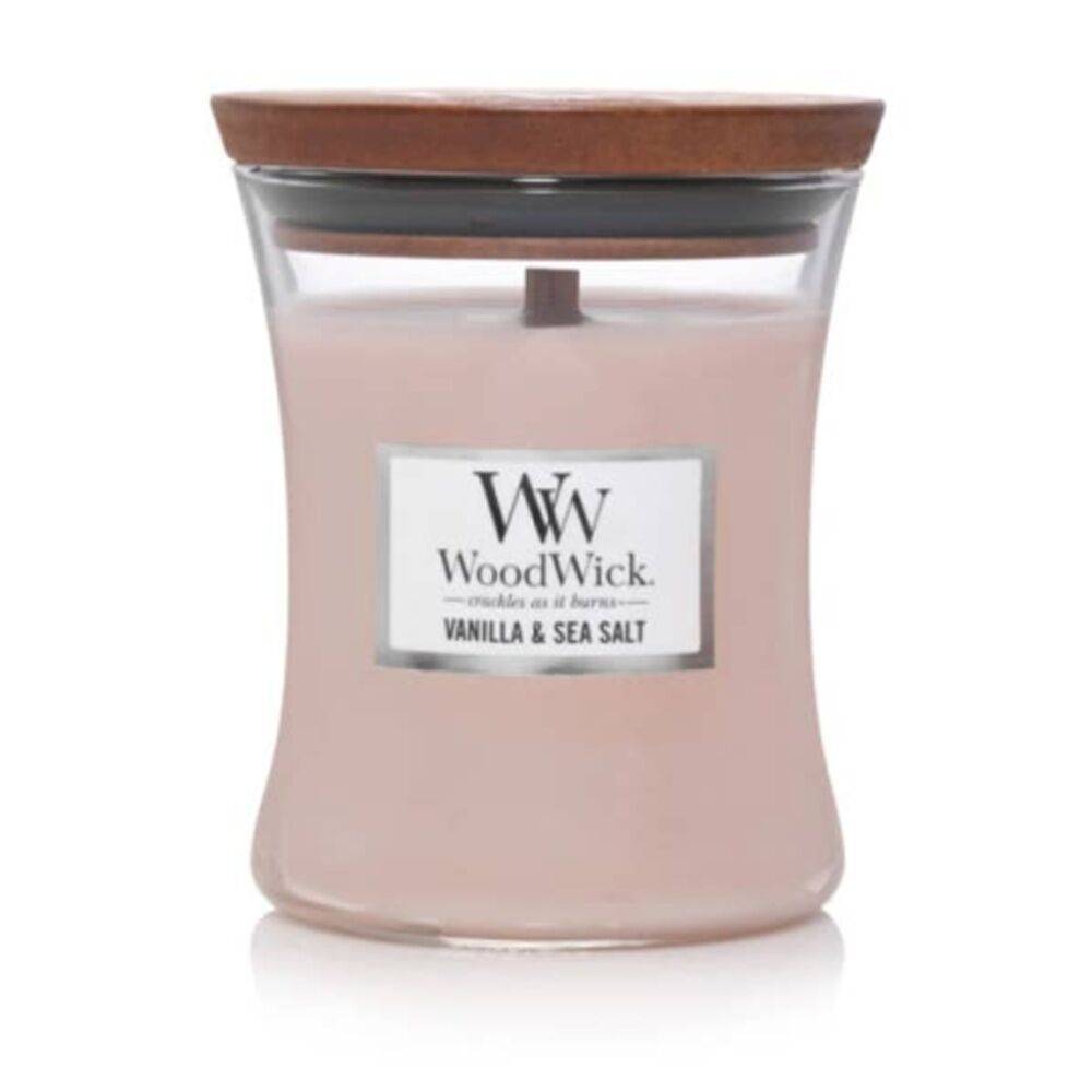 2PK WoodWick Vanilla & Sea Salt Scented Soy Wax Candle Crackling Wick Mini