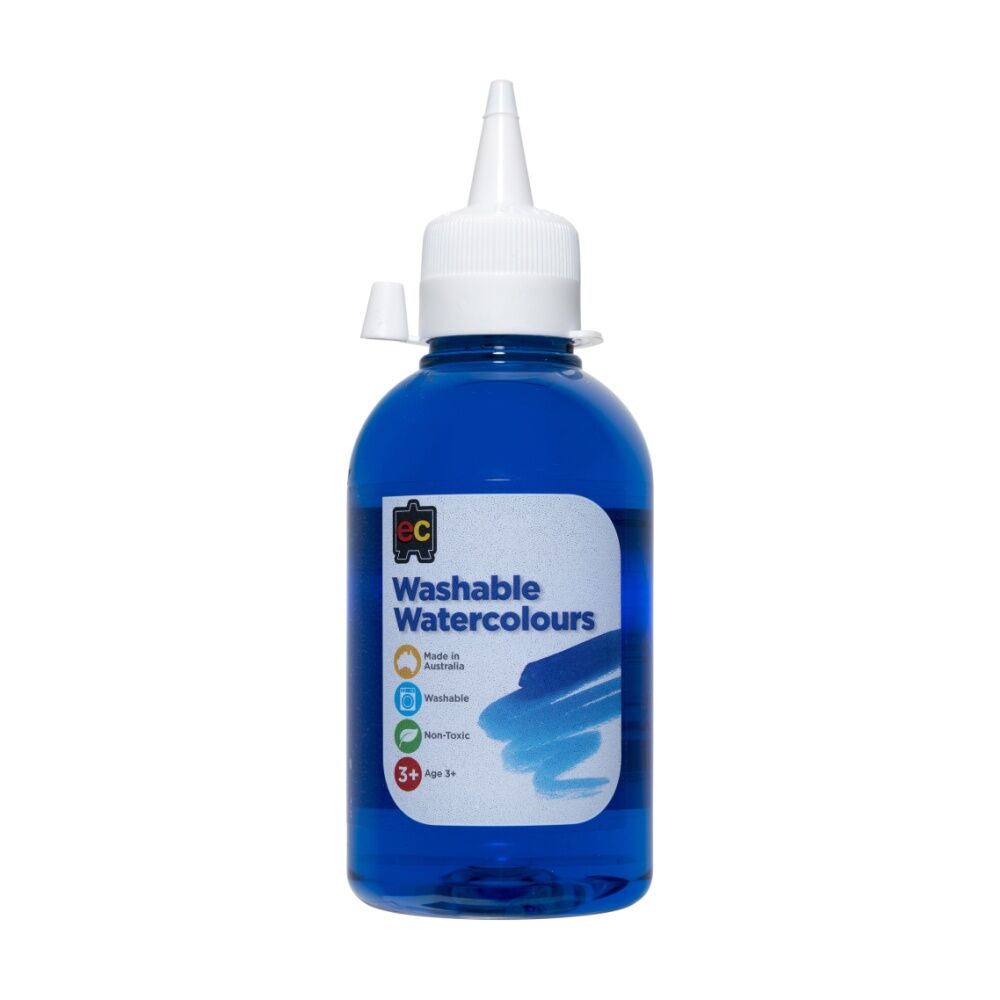 3PK Educational Colours Washable Watercolour Student Paint Blue 250ml 3y+
