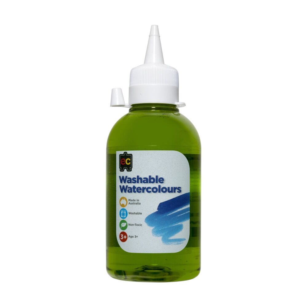 3PK Educational Colours Washable Watercolour Student Paint Lime 250ml 3y+