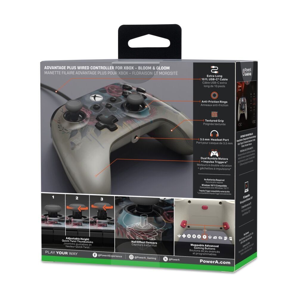 PowerA Xbox Series Advantage Wired Plus Controller Bloom & Gloom 3.5mm Jack