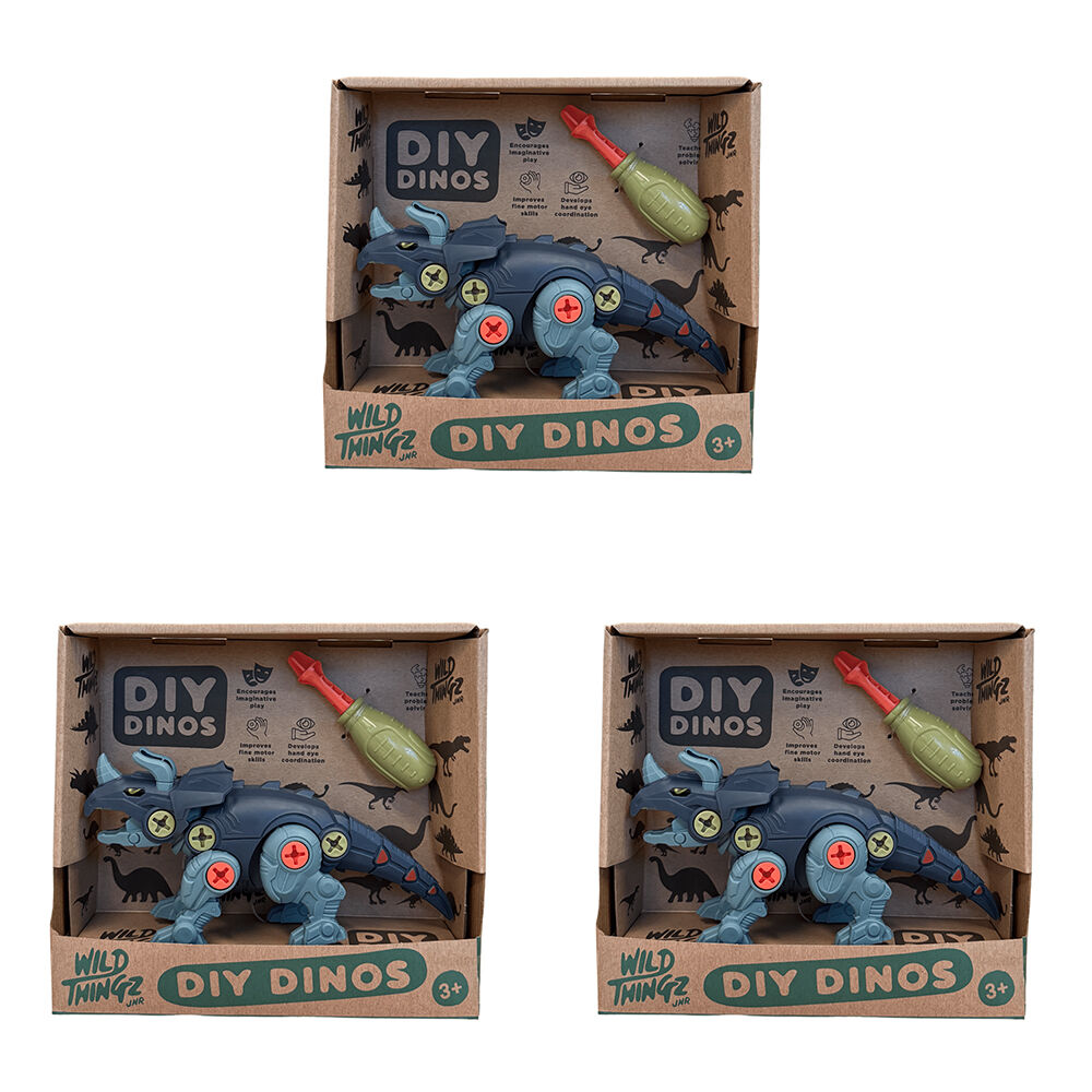 3PK Johnco Wild Thingz DIY Dino Triceratops Childrens Playset 3Y+