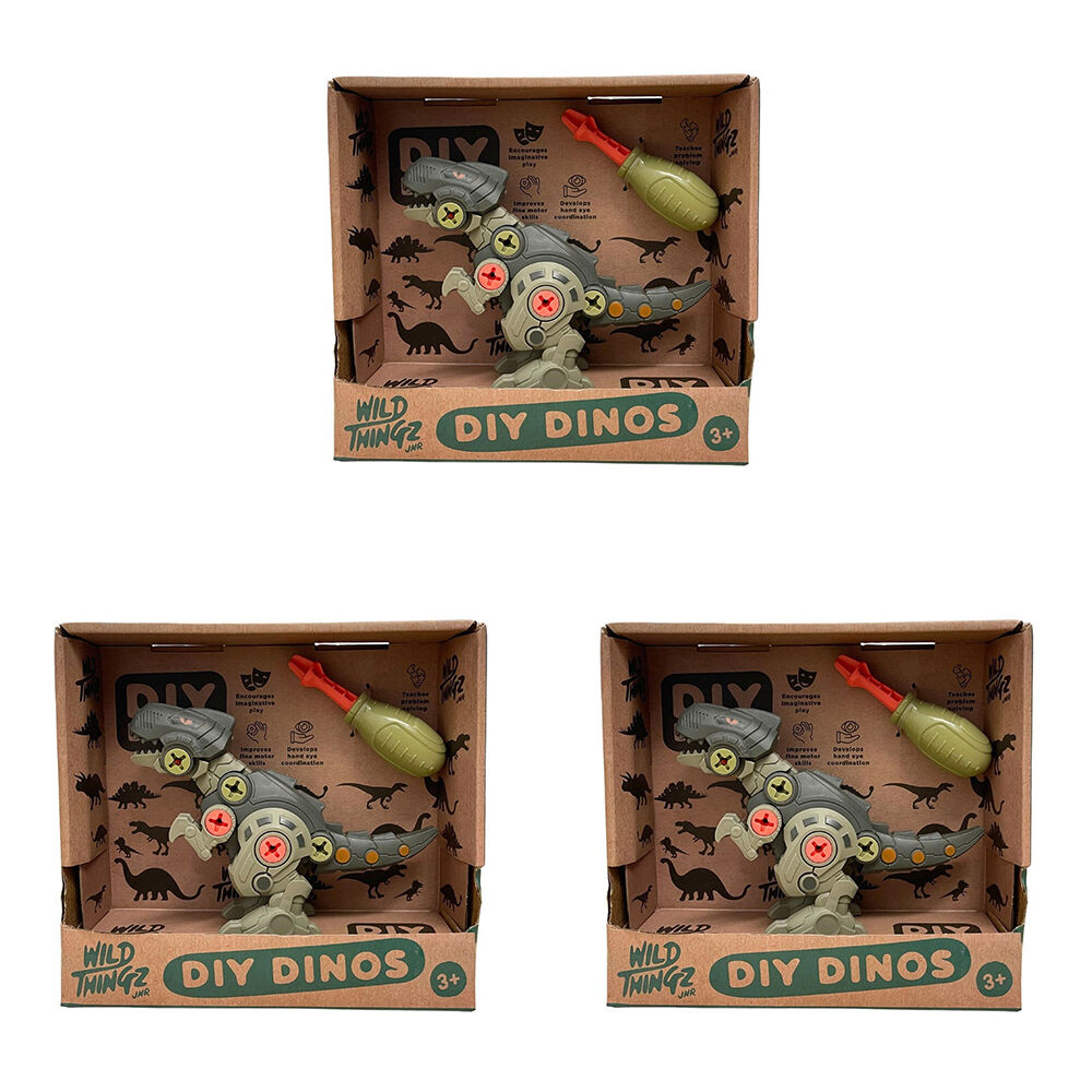 3PK Johnco Wild Thingz DIY Dinosaur T-Rex Children's Playset 3Y+