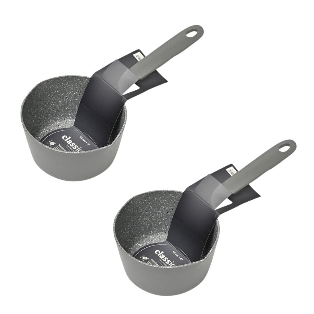 2PK Classica Mini Milk Pot Round Non-Stick Sauce Pan 12 cm Grey