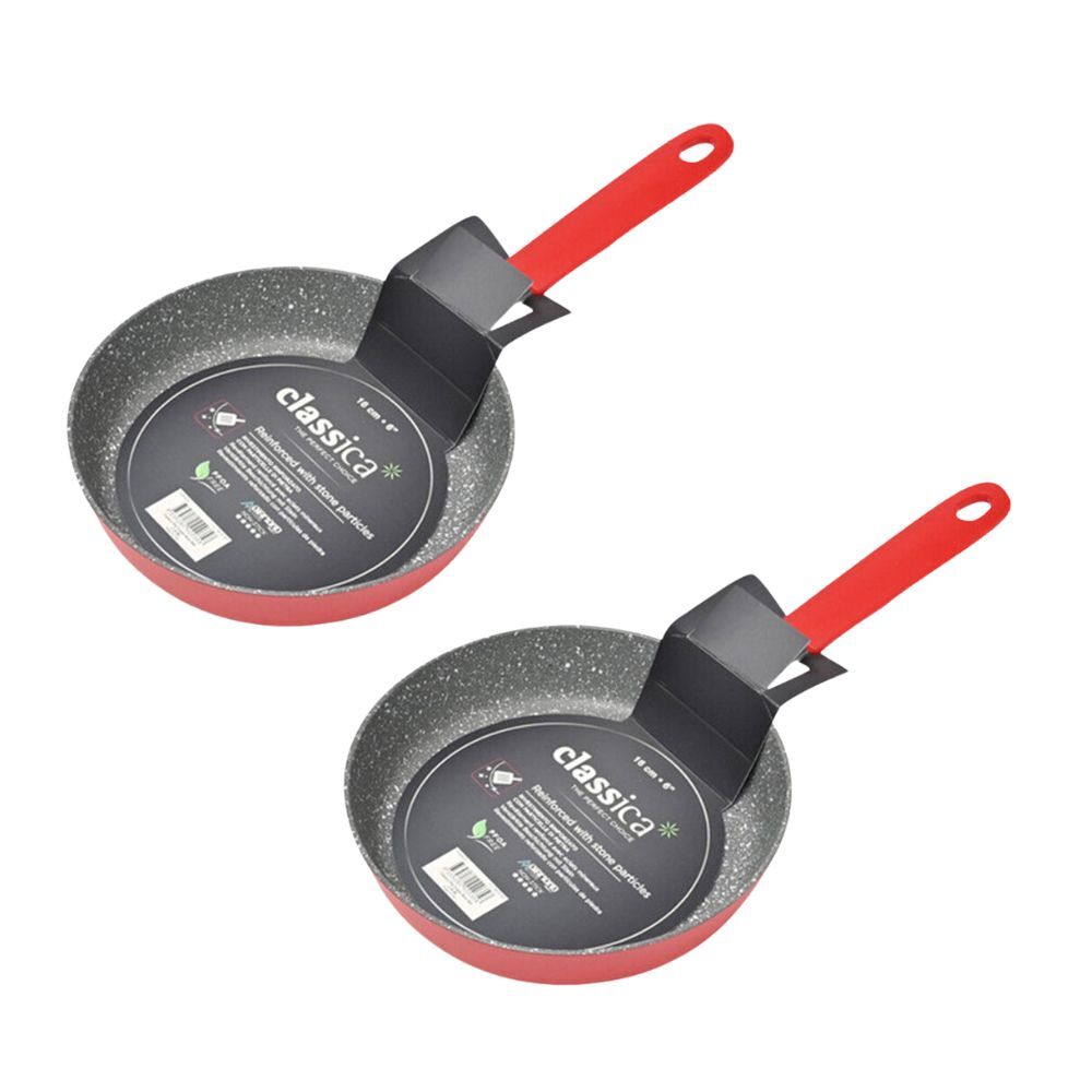2PK Classica Mini Round Frypan Non-Stick Frypan 16cm Red