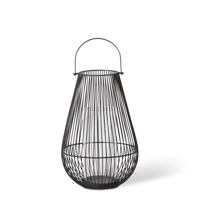 E Style Jimena 35cm Metal/Glass Lantern Candle Holder - Black