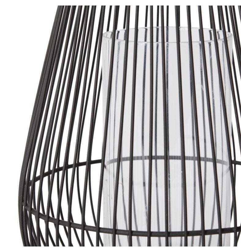 E Style Jimena 35cm Metal/Glass Lantern Candle Holder - Black