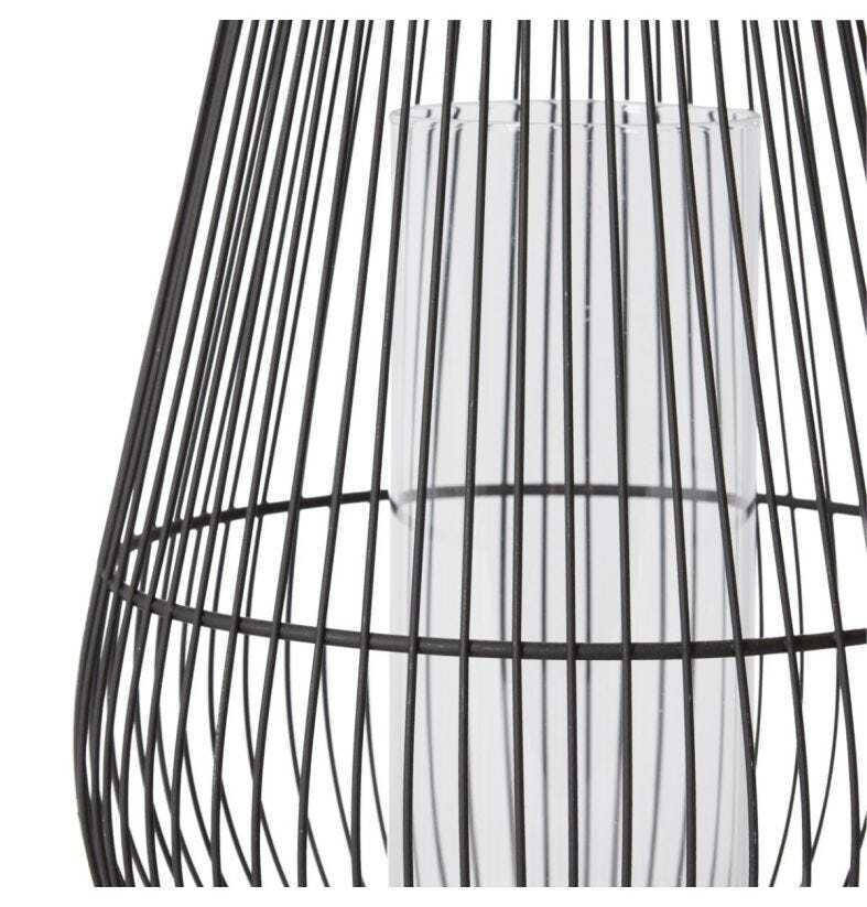 E Style Jimena 45cm Metal/Glass Lantern Candle Holder - Black