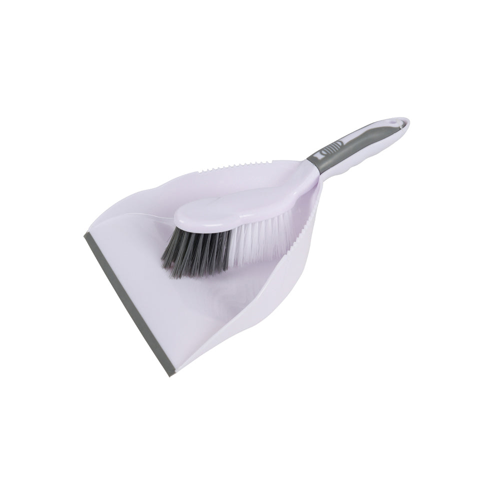 6x 2pc Ultimo Dust Pan & Brush Deluxe Set Green/Grey Assorted 22x11cm