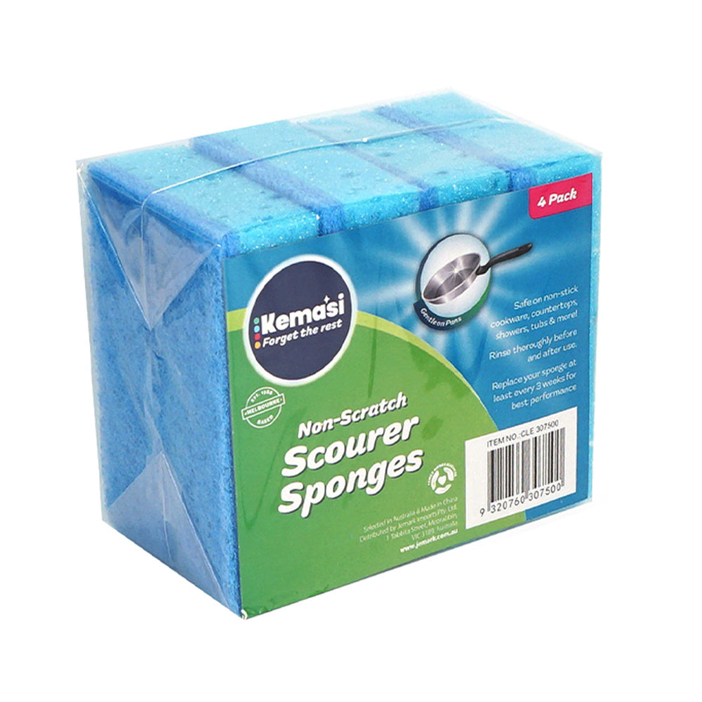 12PK kemasi Non-Scratch Scourer Sponges Home Bathroom Kitchen Cleaning