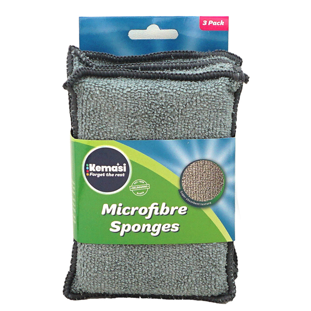 6x 3pc kemasi Microfibre Sponges Home Dishwashing Cleaning