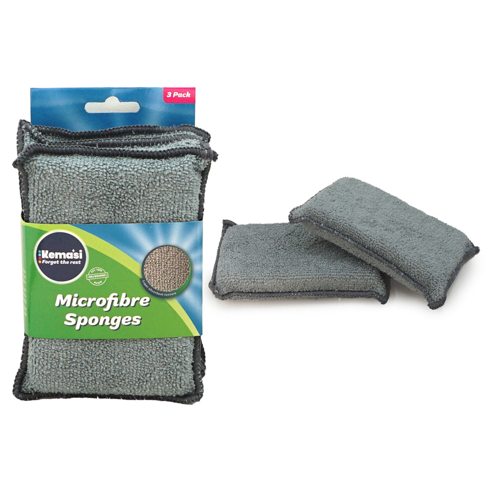 6x 3pc kemasi Microfibre Sponges Home Dishwashing Cleaning