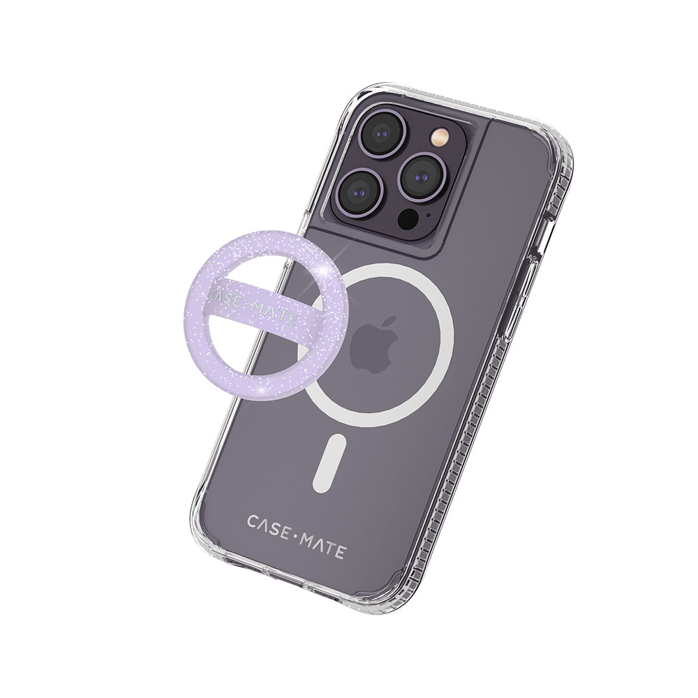 Case-Mate MagSafe Ring Magnetic Loop Grip For iPhone 14 - Purple Sparkle