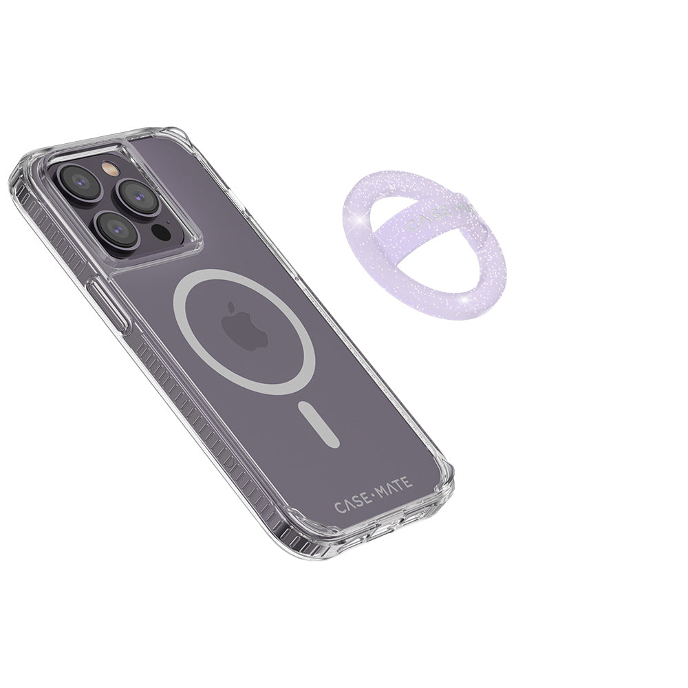 Case-Mate MagSafe Ring Magnetic Loop Grip For iPhone 14 - Purple Sparkle