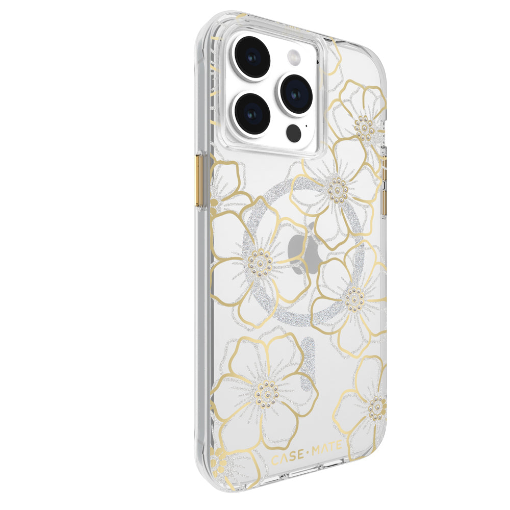 Case-Mate Floral Gems MagSafe Case For Apple iPhone 15 Pro Max - Gold