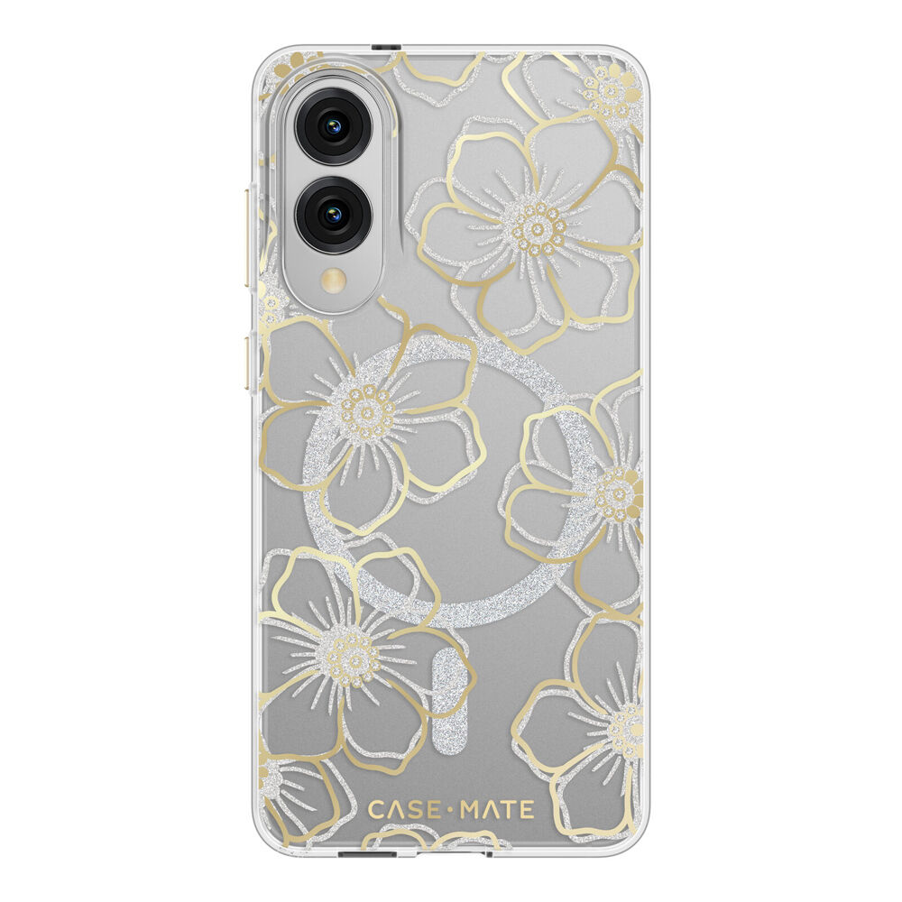 Case-Mate Floral Gems Phone Case W/Magnet for Samsung Galaxy S25 Edge Gold