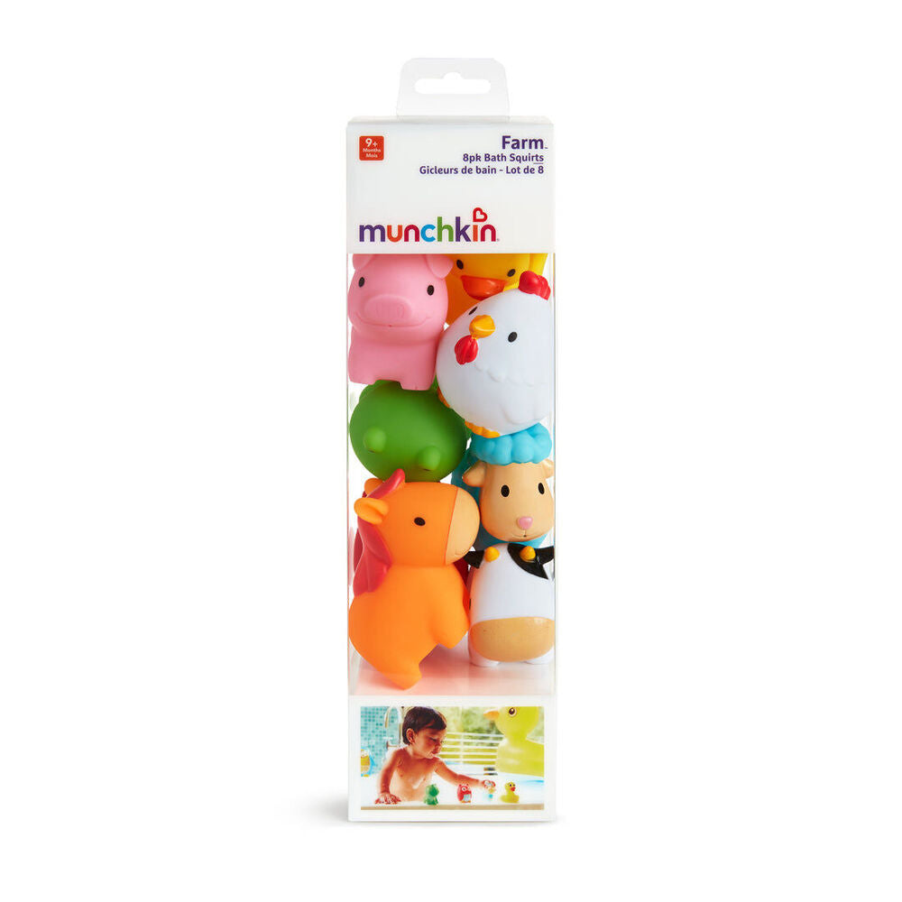 8pc Munchkin Barnyard Farm Friends Bathtime Toy Squirters 9M+