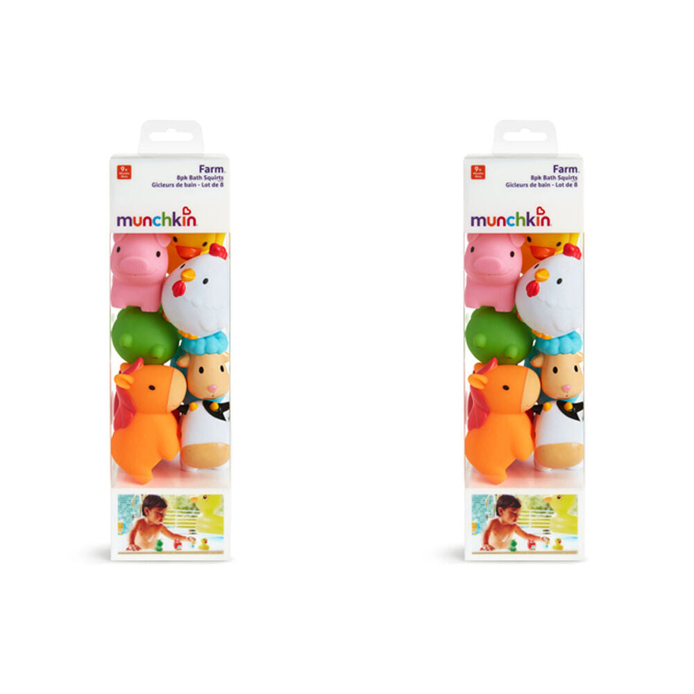 2x 8pc Munchkin Barnyard Farm Friends Bathtime Toy Squirters 9M+