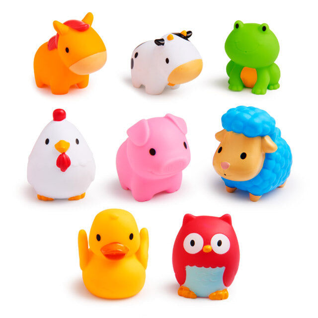 2x 8pc Munchkin Barnyard Farm Friends Bathtime Toy Squirters 9M+