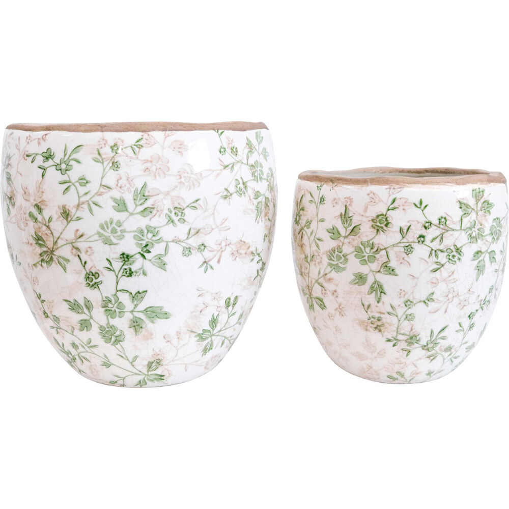 2pc LVD Ceramic Planters Set Home/Garden Decor Evergreen