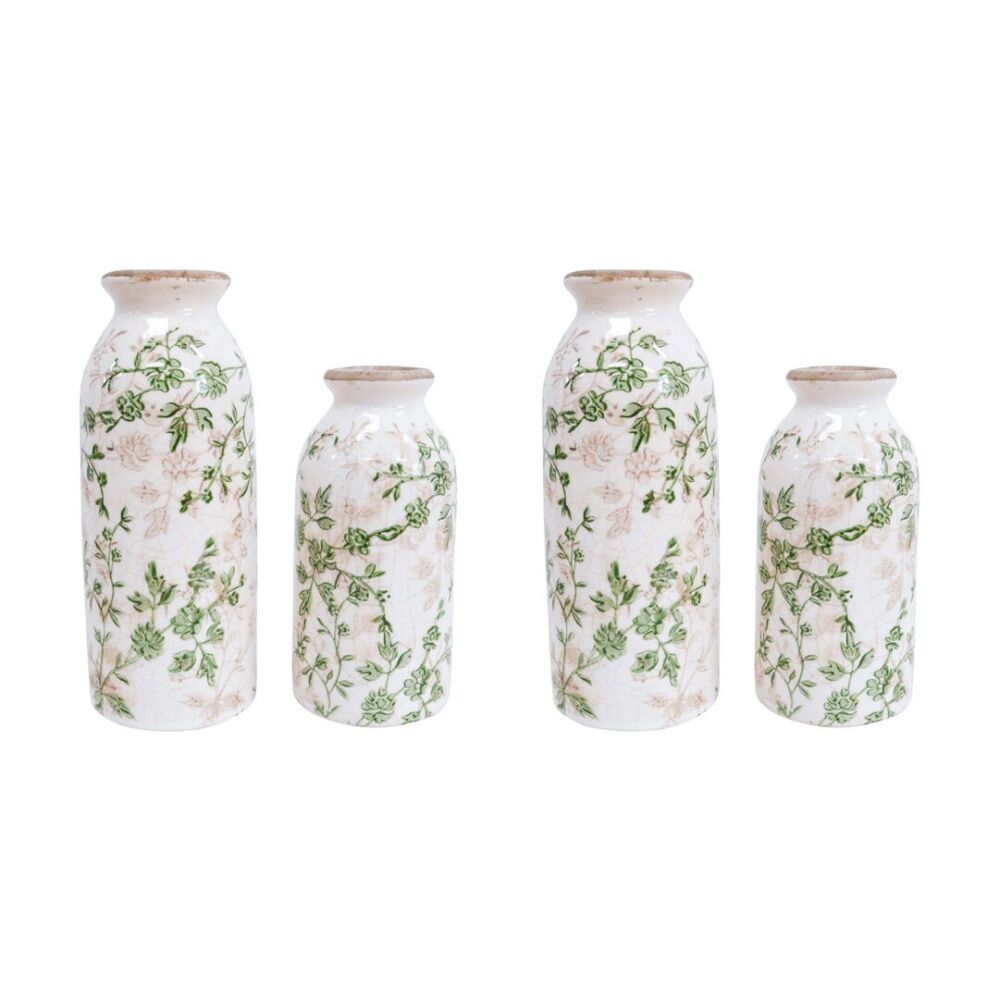4pc LVD Ceramic Bud Flower Vases Set Home Decor Evergreen