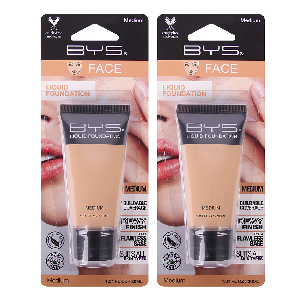 2PK BYS Tube  30mlLiquid Foundation Buildable Coverage Face Makeup - Medium