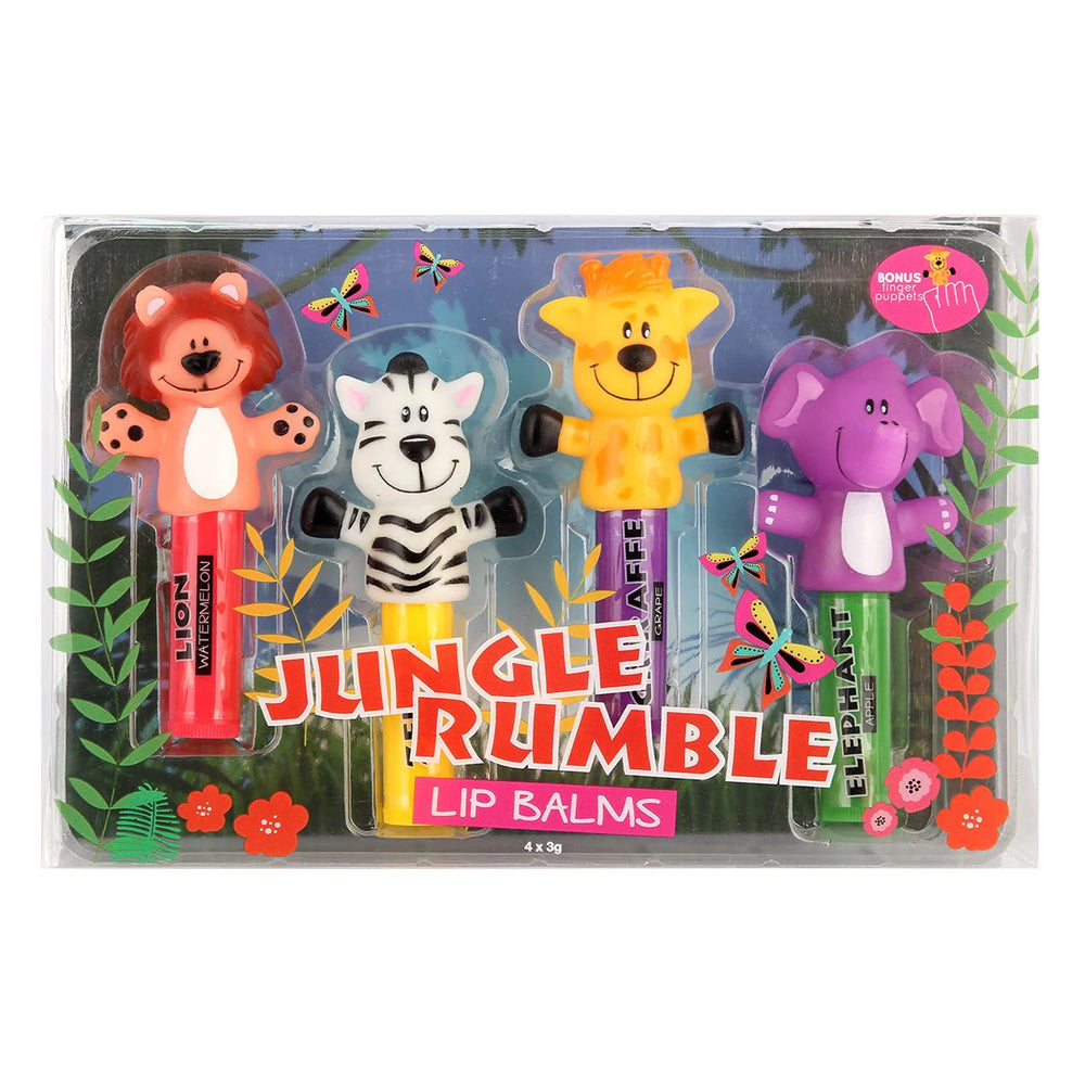 8pc Jungle Rumble Finger Puppet Lipbalm 3y+