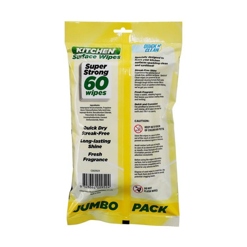 12x 60PK EaziWipes Kitchen Surface Cleaning Wipes Jumbo Pack Quick Dry Fresh